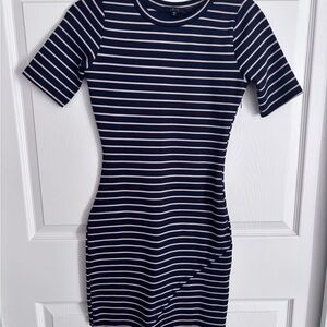 Iris Navy and White Striped Mini Dress